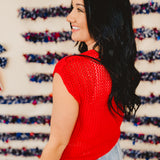 American Flag Crochet Knit Top - Red