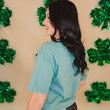 Checkered Clover Tee - Cypress Green