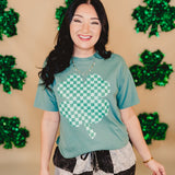 Checkered Clover Tee - Cypress Green