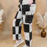 Black & White Patch Wide Leg Cargo Pant