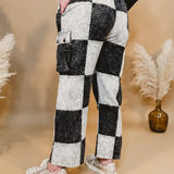 Black & White Patch Wide Leg Cargo Pant