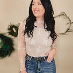 All Dressed Up Sheer Lace Top - Ivory - Lace and Grace Boutique