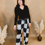 Black & White Patch Wide Leg Cargo Pant