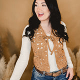 Crochet Knit Vest - Camel