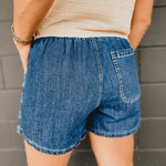 Denim Drawstring Skorts - Dark Wash - Lace and Grace Boutique