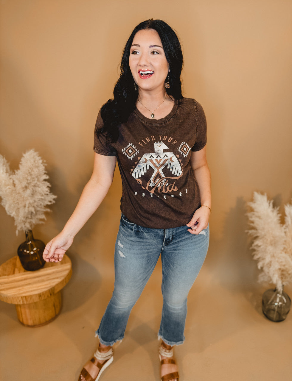Find Your Wild Mineral Graphic Tee - Chocolate - Lace and Grace Boutique