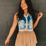 Linen Blend Pleated Bermuda Short - Cappuccino - Lace and Grace Boutique