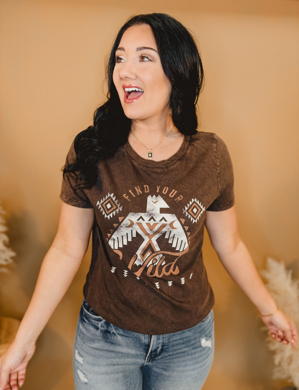 Find Your Wild Mineral Graphic Tee - Chocolate - Lace and Grace Boutique