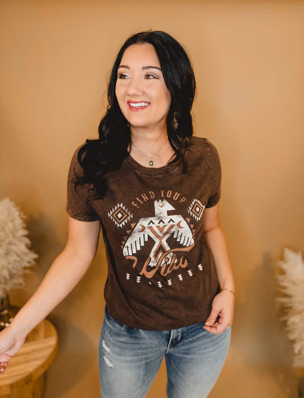 Find Your Wild Mineral Graphic Tee - Chocolate - Lace and Grace Boutique