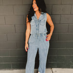 Tencel Denim Jumpsuit - Lace and Grace Boutique
