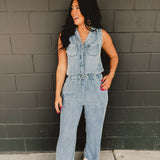 Tencel Denim Jumpsuit - Lace and Grace Boutique