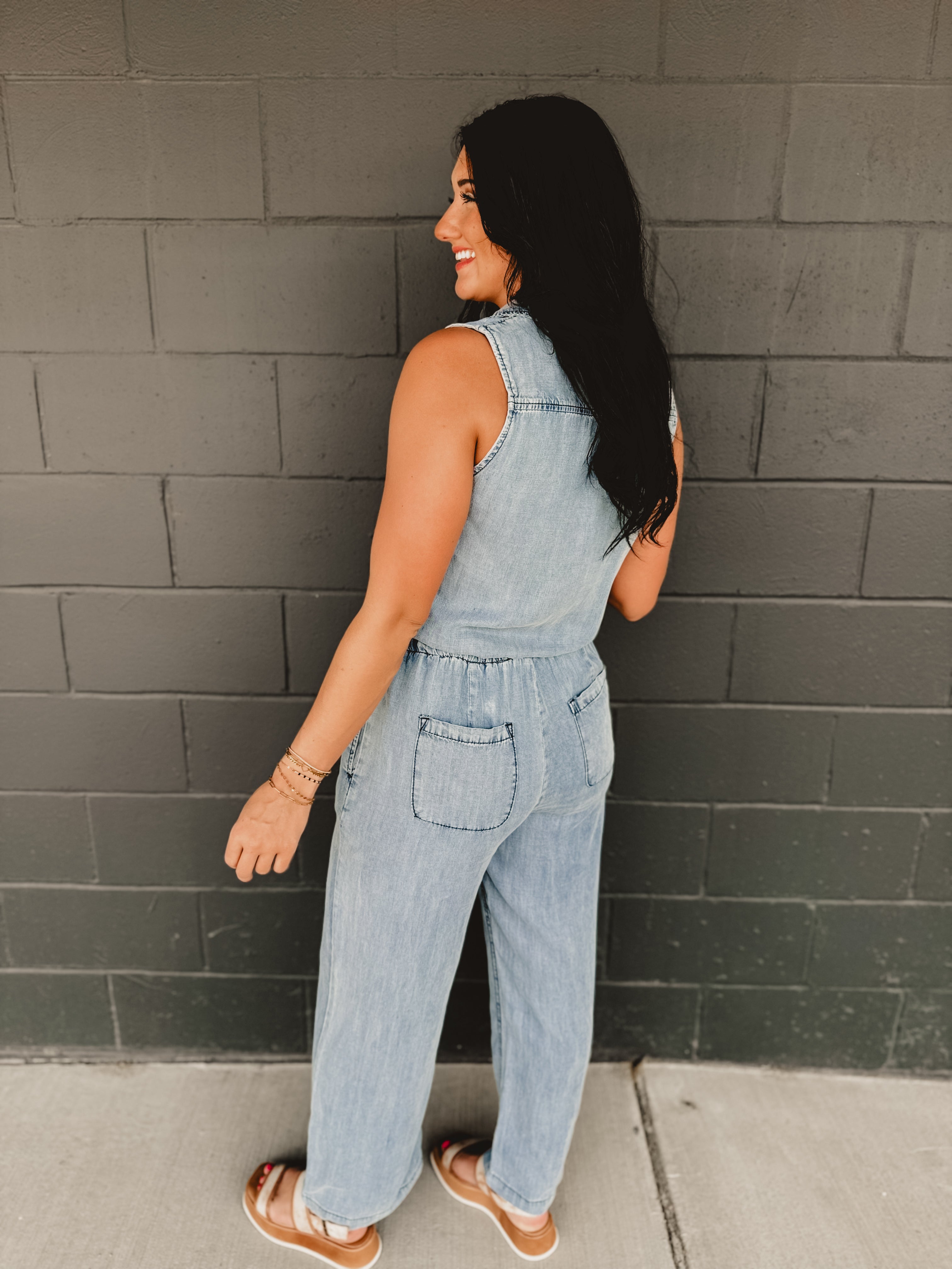 Tencel Denim Jumpsuit - Lace and Grace Boutique