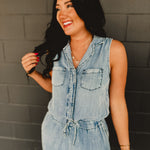 Tencel Denim Jumpsuit - Lace and Grace Boutique