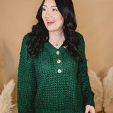 Thermal Henley Sweater Top - Hunter Green