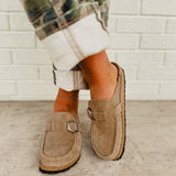 Birkenstock Buckley Suede Leather Clog - Gray Taupe