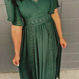 Swiss Dot Lace Maxi Dress - Evergreen