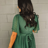 Swiss Dot Lace Maxi Dress - Evergreen