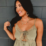 Lace Trim Detail Maxi Dress - Olive