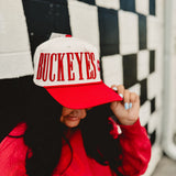 Ohio State Buckeyes Stretch Canvas Trucker Hat - Red/Ivory