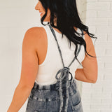 Mineral Washed Cotton Gauze Overalls - Faded Denim Black