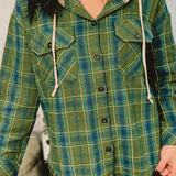 Hooded Plaid Jacket - Green