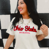 Ohio State Stitched Crop Tee - Oatmeal