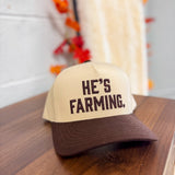 C.C He's Farming Embroidered Two Tone Canvas Baseball Cap