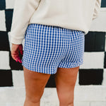 Gingham Boxer Shorts - Royal Blue - Lace and Grace Boutique