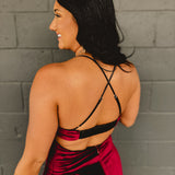 Velvet Cut-Out Open Back Maxi Dress - Burgundy