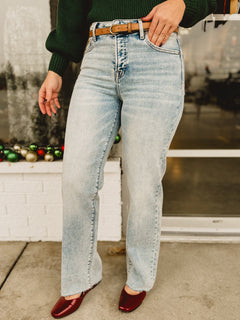 Hidden Ella Clean Cut Straight Classic Jean - Medium Light - Lace and Grace Boutique