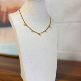 Crystal Charm Dainty Herringbone Necklace