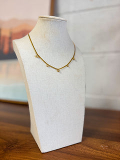 Crystal Charm Dainty Herringbone Necklace - Lace and Grace Boutique