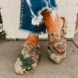 The Toni Studded Buckle Clog - Floral Tapestry - Lace and Grace Boutique