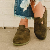 Birkenstock Boston Suede Leather Clog - Thyme - Lace and Grace Boutique