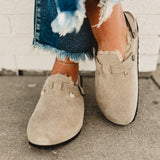 Birkenstock Tokio Suede Leather Shearling Clog - Taupe - Lace and Grace Boutique
