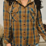 Hooded Plaid Jacket - Toffee
