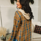 Hooded Plaid Jacket - Toffee
