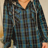 Hooded Plaid Jacket - Black