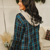 Hooded Plaid Jacket - Black