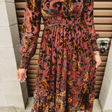 Burnout Velvet Floral Dress - Goldenrod