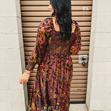 Burnout Velvet Floral Dress - Goldenrod