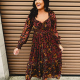 Burnout Velvet Floral Dress - Goldenrod
