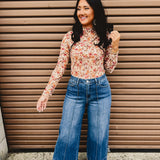 High Rise Front Seam Wide Leg Jean - Dark Denim