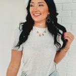 Basic Crew Neck Short Sleeve Top - Heather Grey - Lace and Grace Boutique