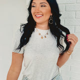 Basic Crew Neck Short Sleeve Top - Heather Grey - Lace and Grace Boutique