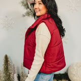 Classic Zip-Up Puffer Vest - Cabernet