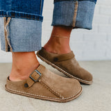 Birkenstock Lutry Premium Suede Clogs - Gray Taupe