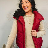 Classic Zip-Up Puffer Vest - Cabernet