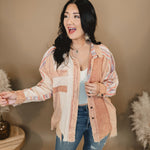 Oli & Hali Washed Colorblock Aztec Shacket - Clay - Lace and Grace Boutique