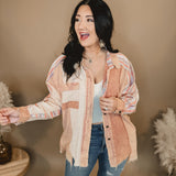 Oli & Hali Washed Colorblock Aztec Shacket - Clay - Lace and Grace Boutique